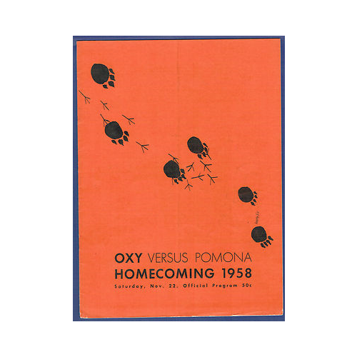 Oxy vs Pomona Homecoming 1958  VINTAGE Program
