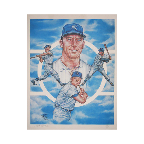 Mickey Mantle Signed 22x28 NY Yankees Litho Photo Catalano LE 536/750 Auto COA