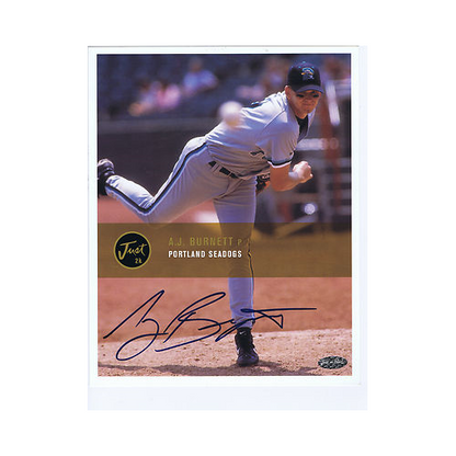 AJ Burnett Signed 8x10 Rookie Auto Photo Card Portland Seadogs COA Autograph