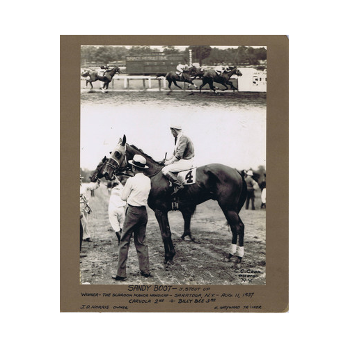 CC Cook NY Sepia Horse Racing Vintage Original Photograph Sandy Boot