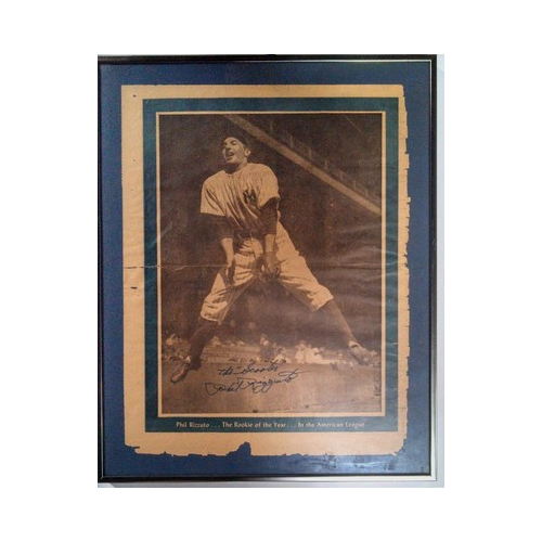 Phil Rizzuto Signed Newspaper Circa 1940's 13.5x16.5 Framed COA Auto Holo NYY