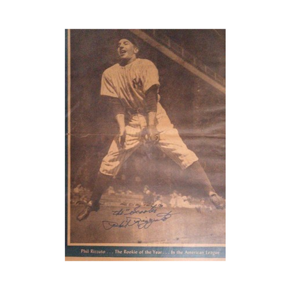 Phil Rizzuto Signed Newspaper Circa 1940's 13.5x16.5 Framed COA Auto Holo NYY