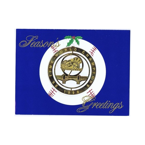 Yankees Christmas Ornament 1999 World Series Holiday Card Signed by Staff Rare