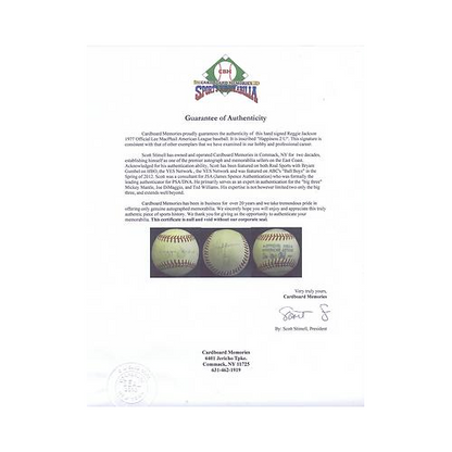 Reggie Jackson Signed Inscribed Happiness 2 U AL MacPhail Baseball Auto CBM COA