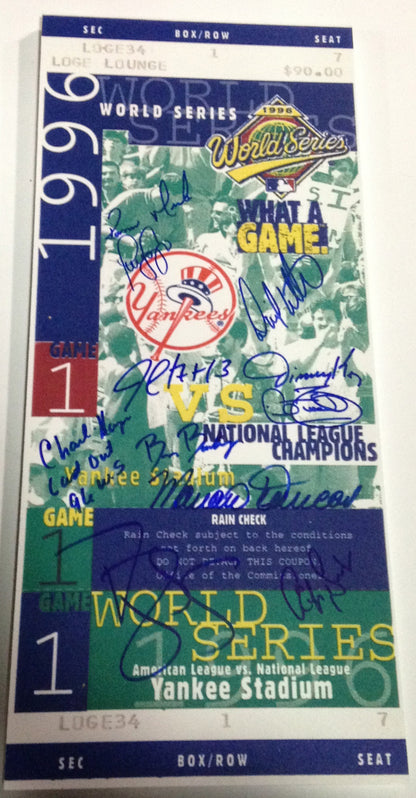 1996 Ny Yankees Team Signed Mini Mega Ticket Strawberry Fielder 11 Auto MAB Coa