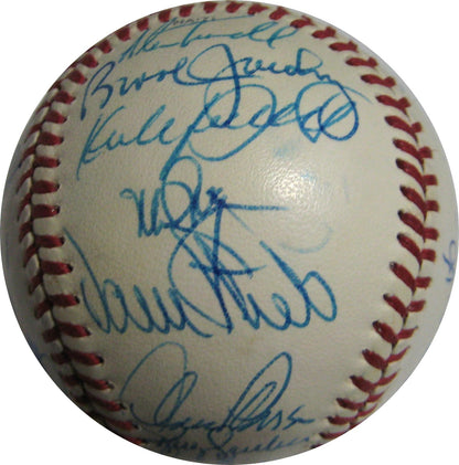 1990 AL ALL Star Team Signed Baseball McGwire Kirby Puckett Roger Clemens PSA
