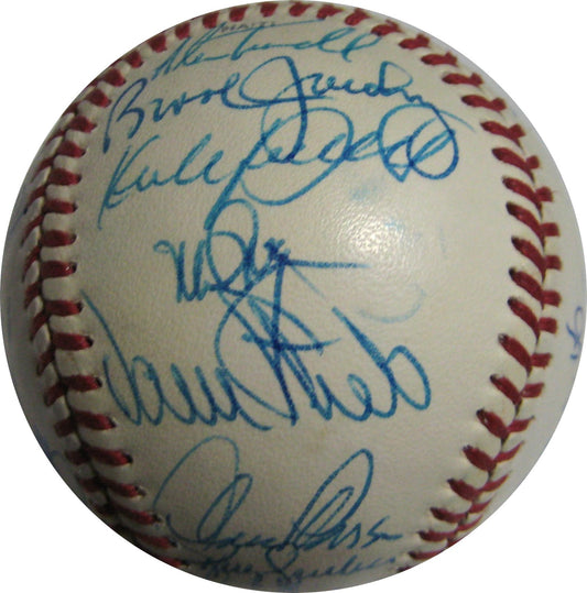 1990 AL ALL Star Team Signed Baseball McGwire Kirby Puckett Roger Clemens PSA