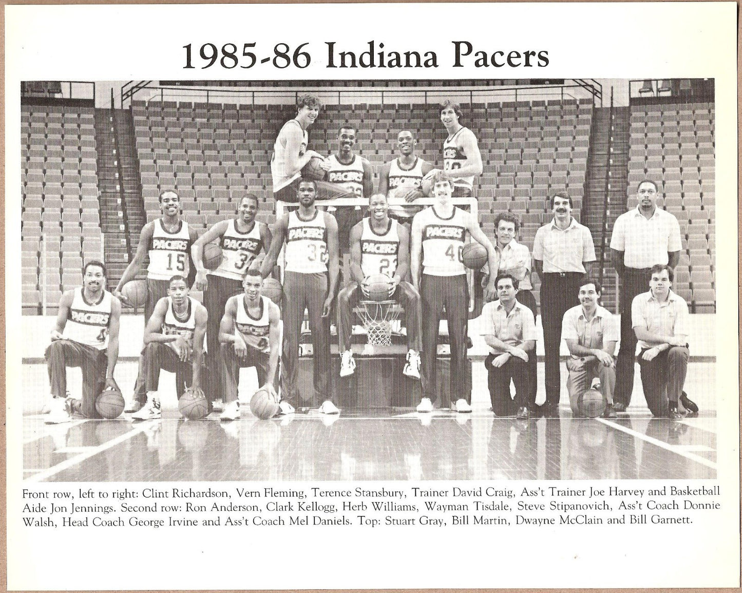 1985-1986 Indiana Pacers Original Team Black and White Press Photo RARE