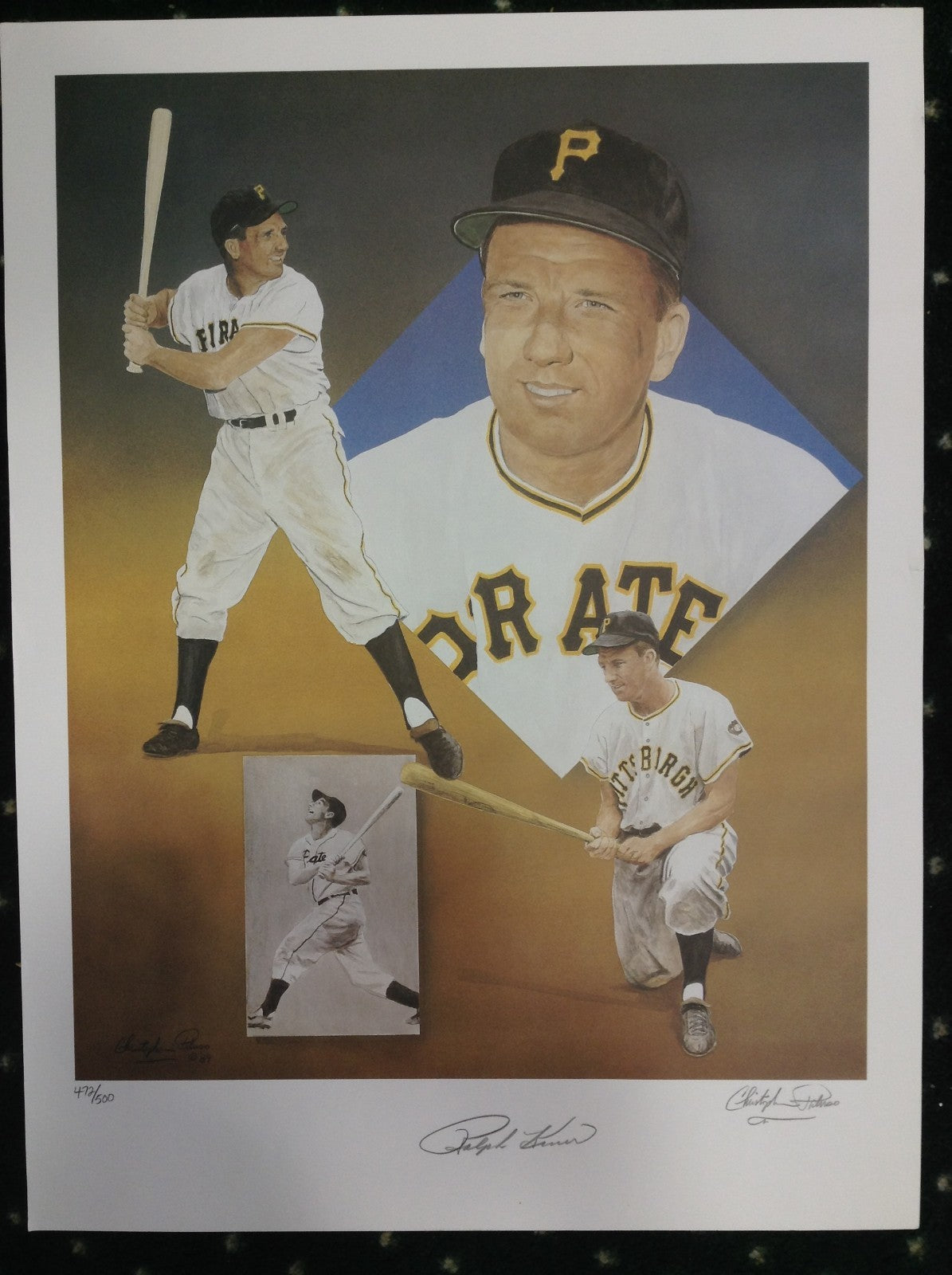 Ralph Kiner Signed Pittsburgh Pirates 18" by 24" Lithograph Autograph LE 500