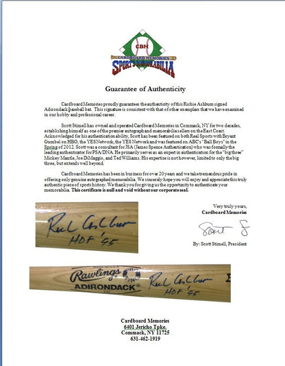 Richie Ashburn Signed Baseball Bat Phillies Mets HOF 95 Autograph JSA COA RARE