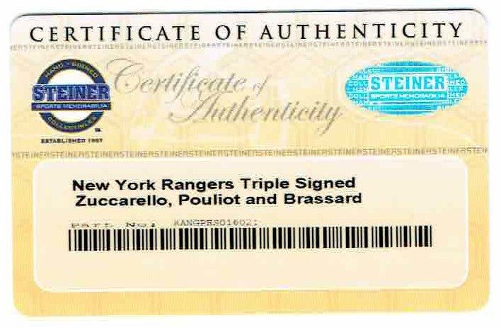 Mats Zuccarello Brassard Pouliot Signed Framed 16x20 Photo NY Rangers Steiner