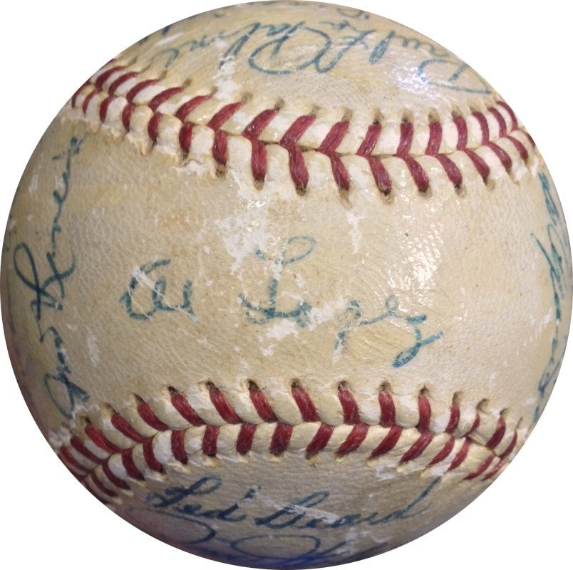 1957 Chicago White Sox Team Signed OAL Harridge Baseball Lopez Aparicio Doby COA