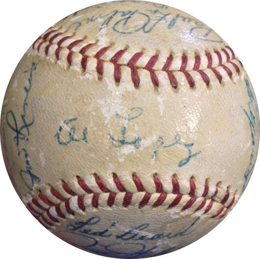 1957 Chicago White Sox Team Signed OAL Harridge Baseball Lopez Aparicio Doby COA