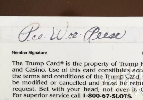 Pee Wee Reese Signed Trump casino Card Brooklyn Dodgers hof Autograph  1/1 coa