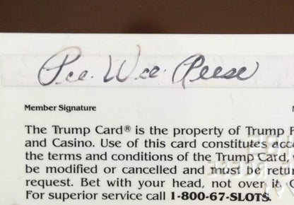 Pee Wee Reese Signed Trump casino Card Brooklyn Dodgers hof Autograph  1/1 coa