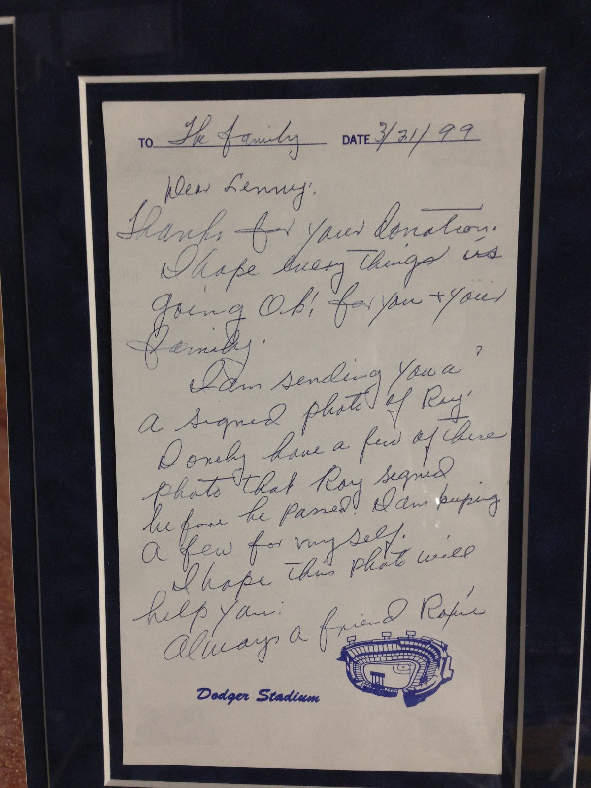 Roy Campanella Signed 2 8x10 Autograph Photo Letter Framed Brooklyn Dodgers JSA