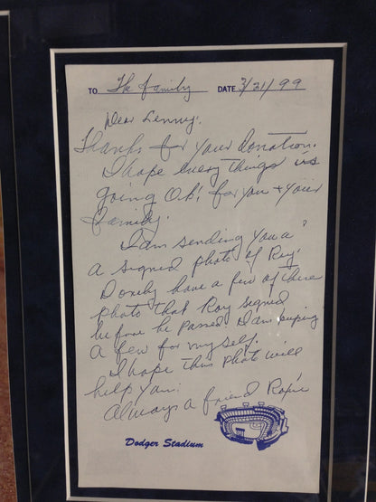 Roy Campanella Signed 2 8x10 Autograph Photo Letter Framed Brooklyn Dodgers JSA