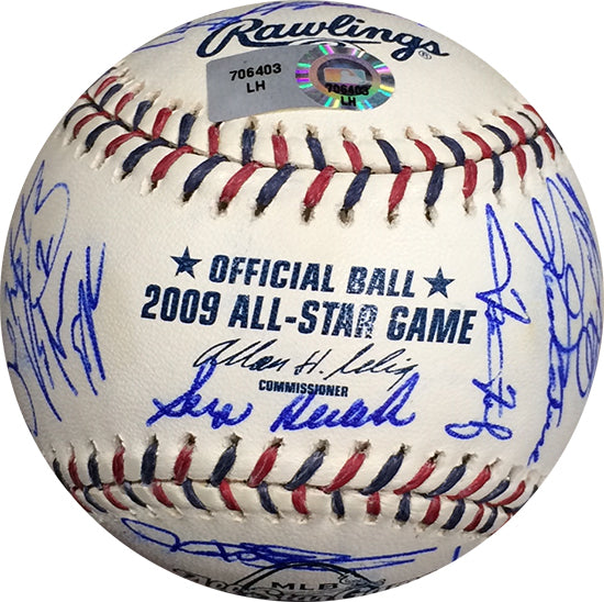 2009 All Star Team Signed Baseball 31 Auto Ichiro verlander Halladay MLB Holo