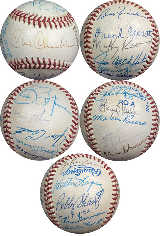 23 Yankee Legends Signed OAL Baseball Catfish Hunter, Crosetti, Rizzuto Auto COA