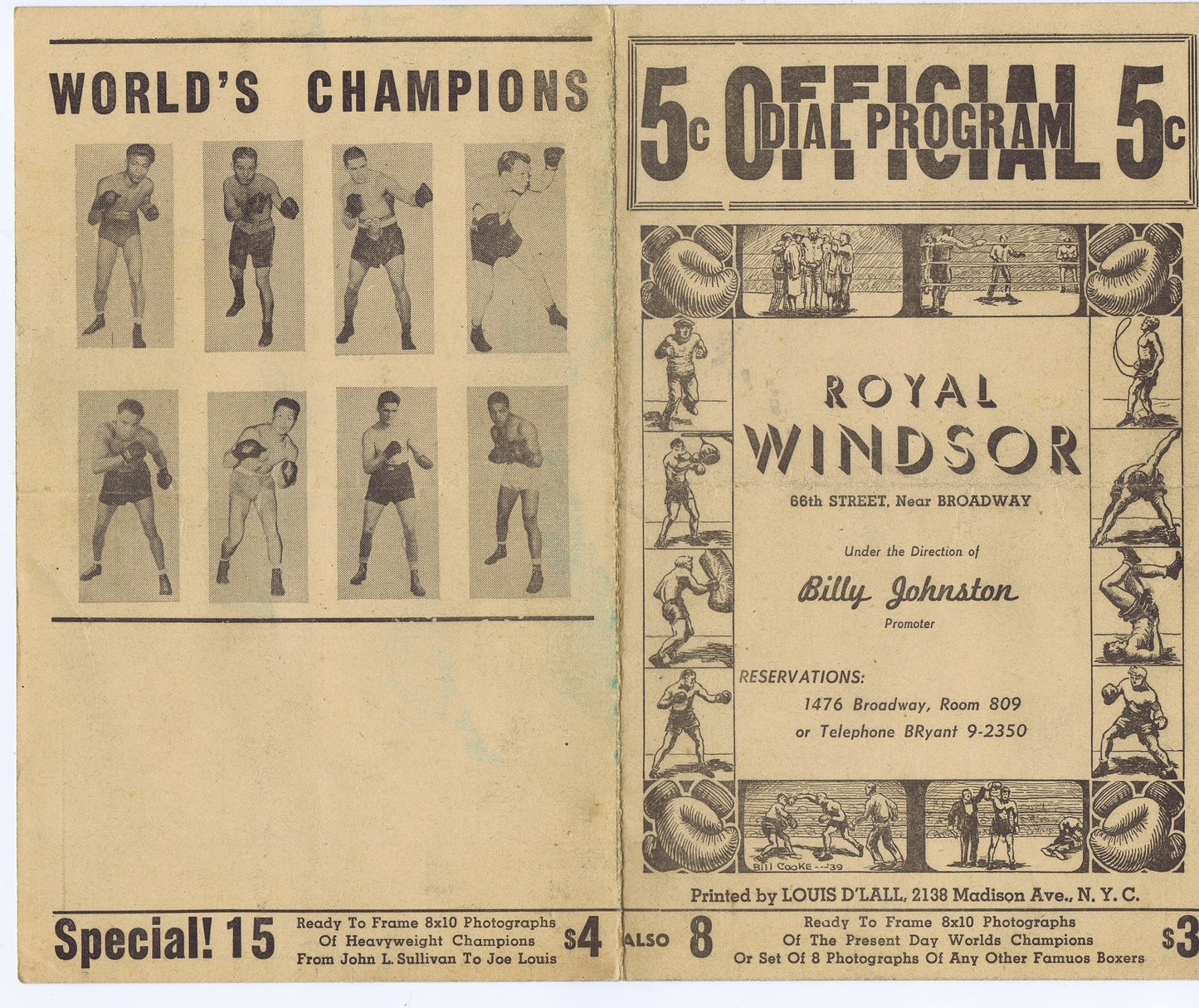 Vintage Royal Windsor Dial Official Boxing Program Billy Johnson Promotion
