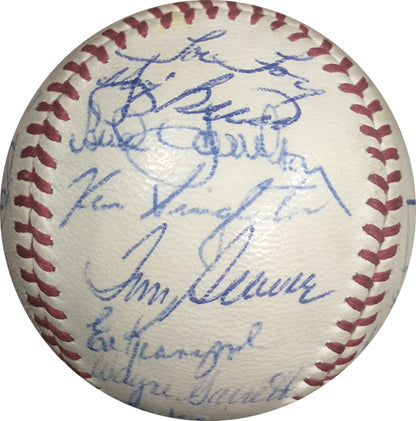 1970 NY Mets Team Signed NL Feeney Baseball 25 Autos Berra Ryan Seaver Auto COA