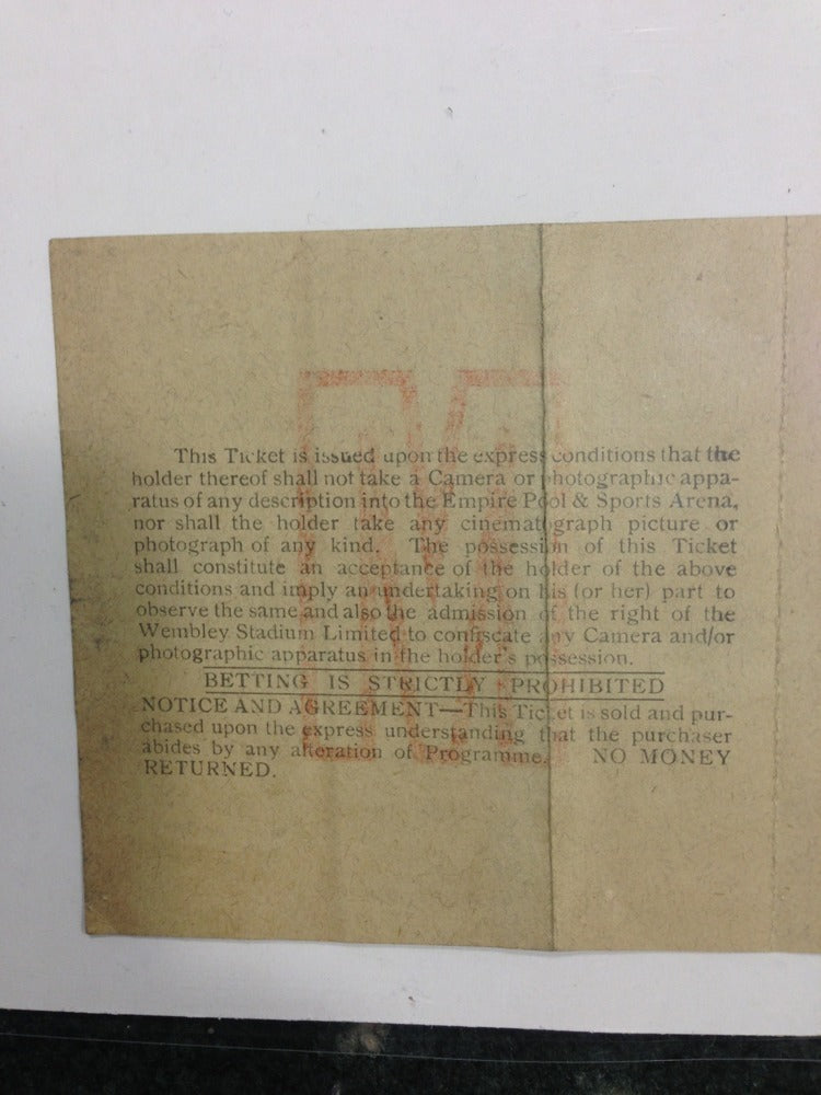 1936 Golden Gloves full Boxing Ticket America Vs Britain Ringside Wembley Rare
