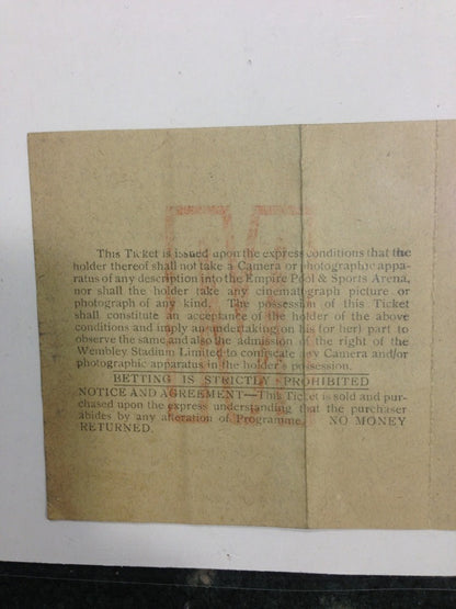 1936 Golden Gloves full Boxing Ticket America Vs Britain Ringside Wembley Rare
