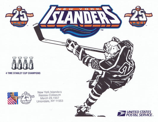 NY Islanders Postmarked 25th Anniversary Nassau Coliseum 4 Cups USPS 8x11 Photo