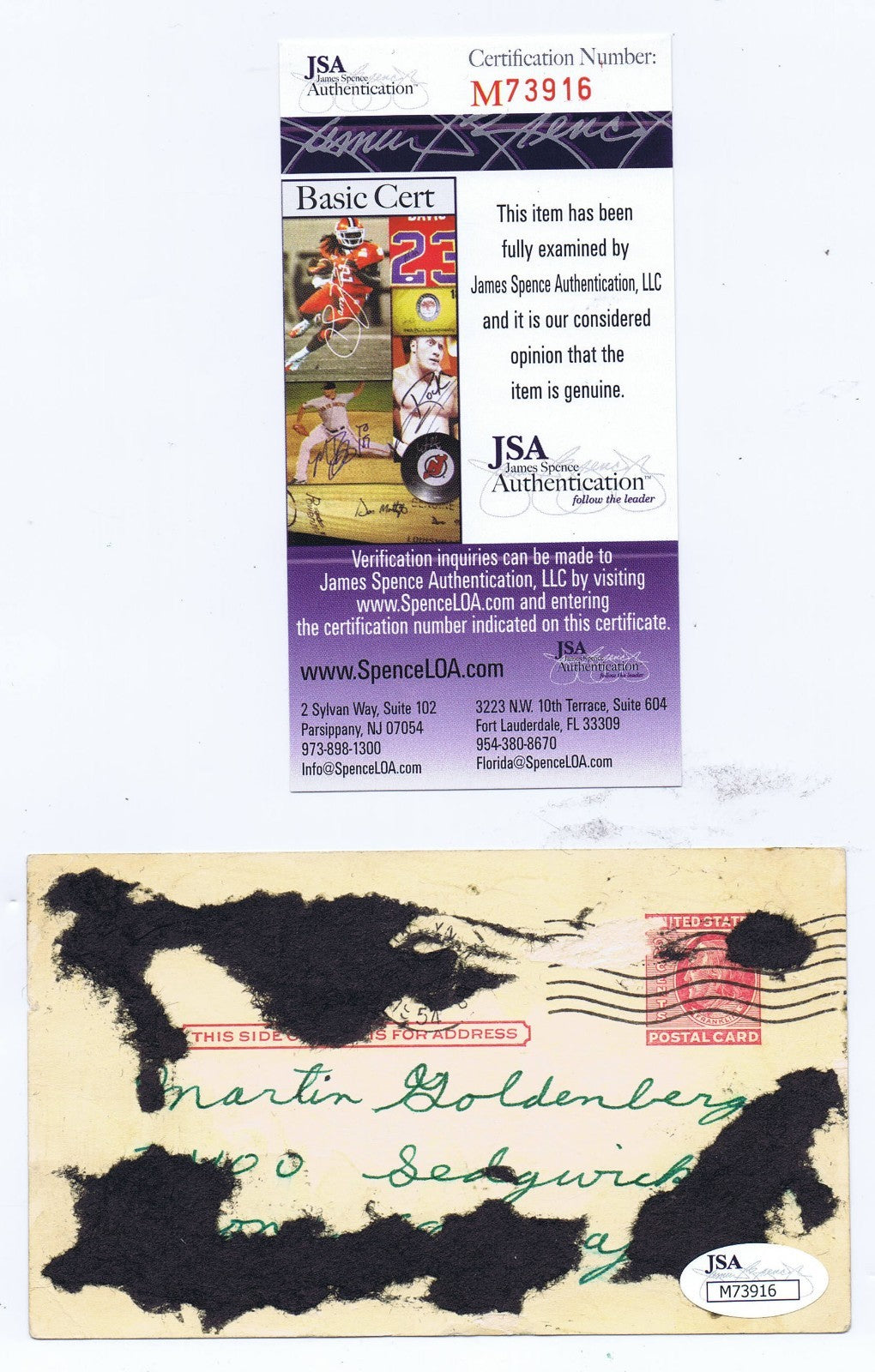 Preacher Roe GPC Signed Government Postcard Vintage Auto brooklyn Dodgers jsa