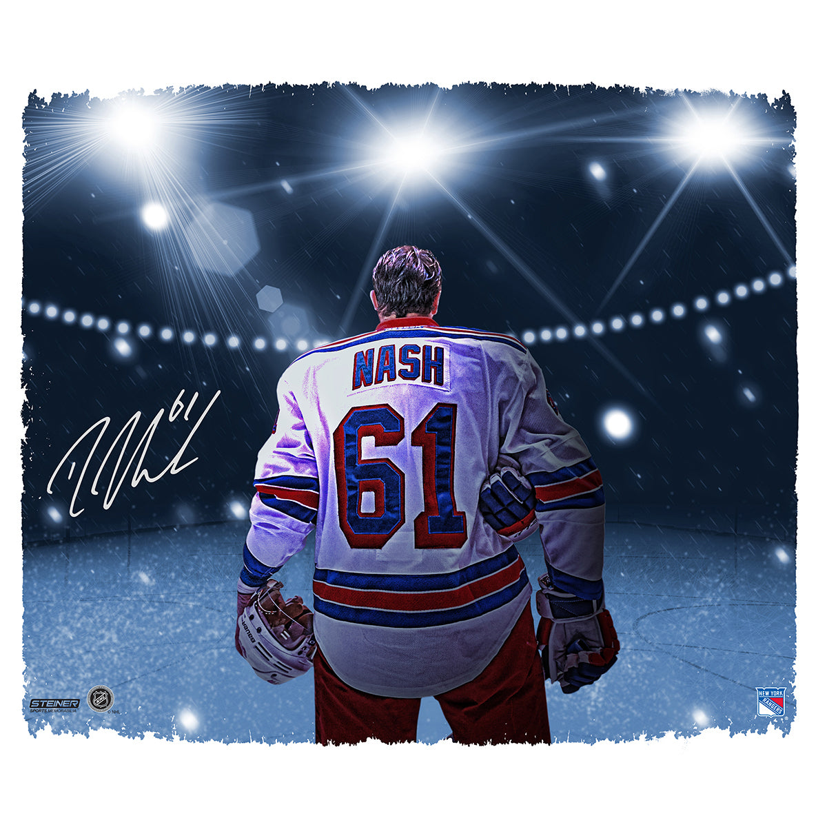 Rick Nash Signed 22x26 Stretched Canvas framed  Pregame NY Rangers Auto Steiner