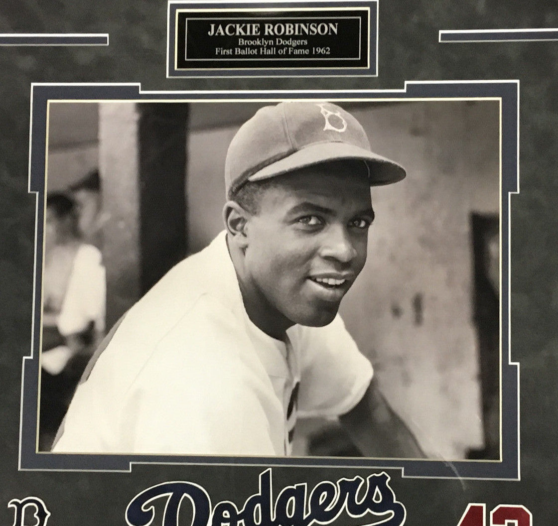 Jackie Robinson 1st Game 1947 Brooklyn Dodgers Framed Photo & Replica Ticket