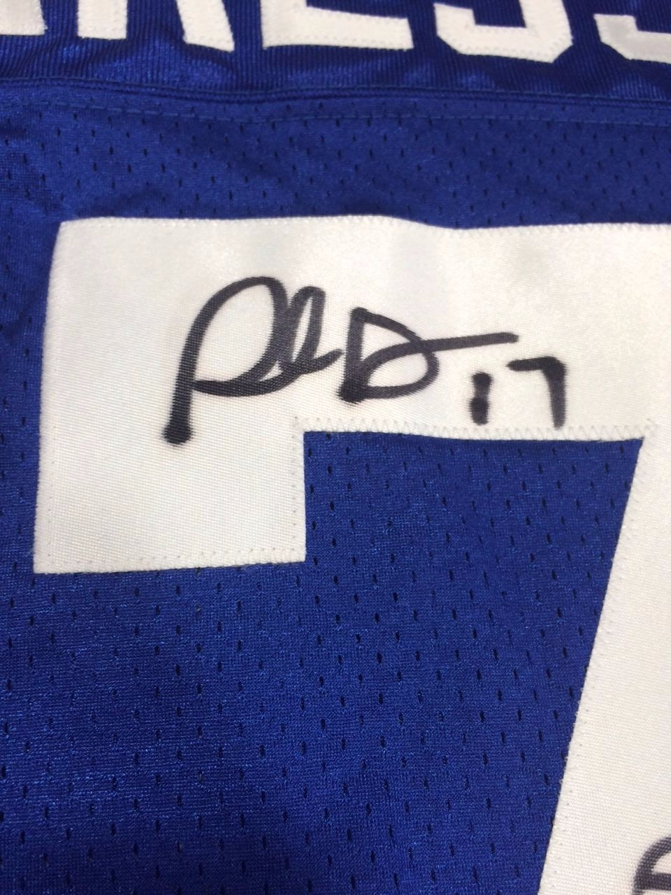 Plaxico Burress Signed Inscribed 10 Rec. 204 Yds 2 TD 10/2/05 Giants Jersey GTSM
