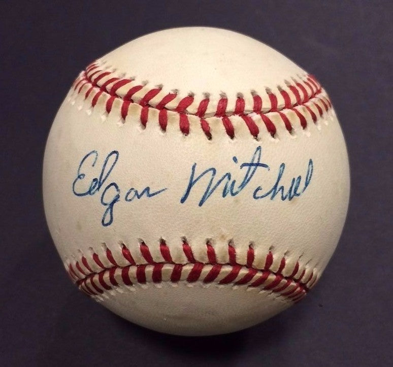 Edgar Mitchell Single Signed AL Baseball Astronaut NASA Apollo 14 Moonwalker JSA