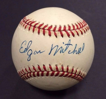 Edgar Mitchell Single Signed AL Baseball Astronaut NASA Apollo 14 Moonwalker JSA