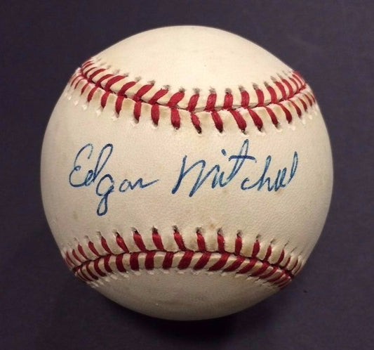 Edgar Mitchell Single Signed AL Baseball Astronaut NASA Apollo 14 Moonwalker JSA