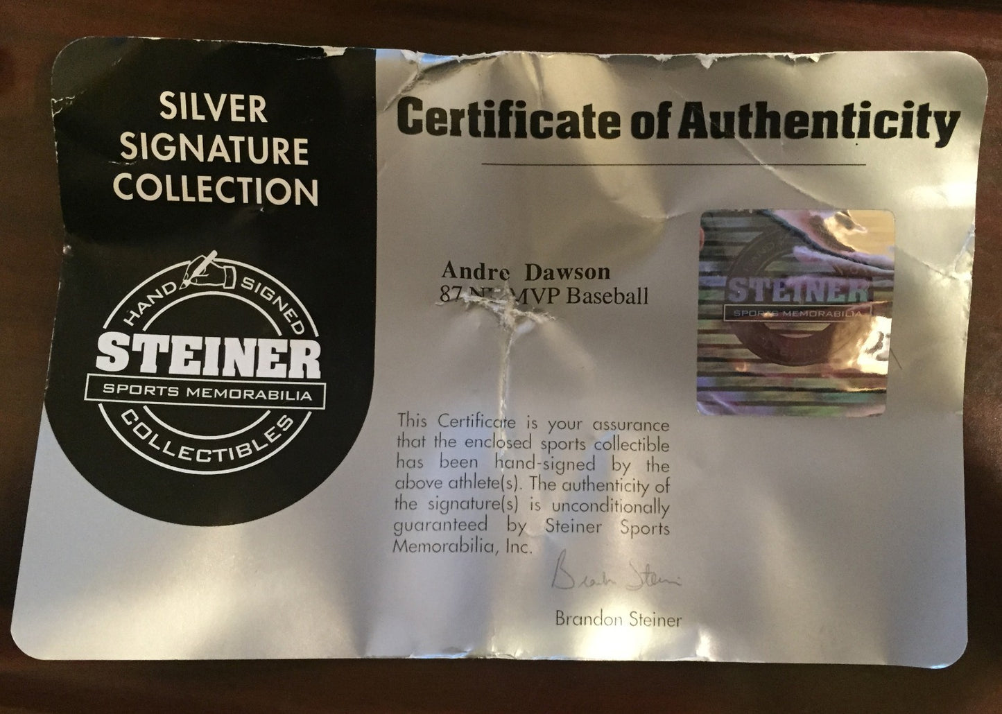 Andre Dawson Signed Official National League Baseball  87 NL MVP Auto Steiner
