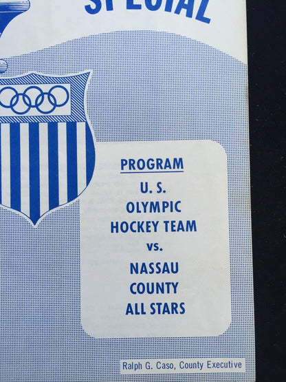 1972 Usa Olympic Hockey Team Vs Nassau Long Island All Stars Program Nm Rare