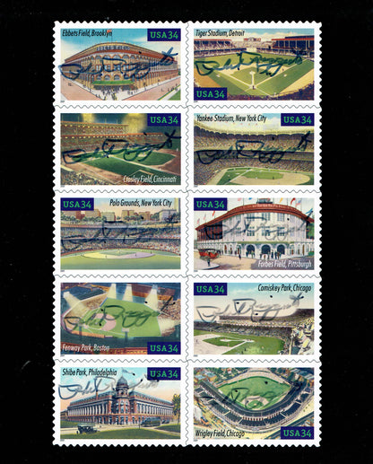 Phil Rizzuto yankees signed Stamp sheet Ballpark 34 Stamps 10 auto CBM COA 1/1