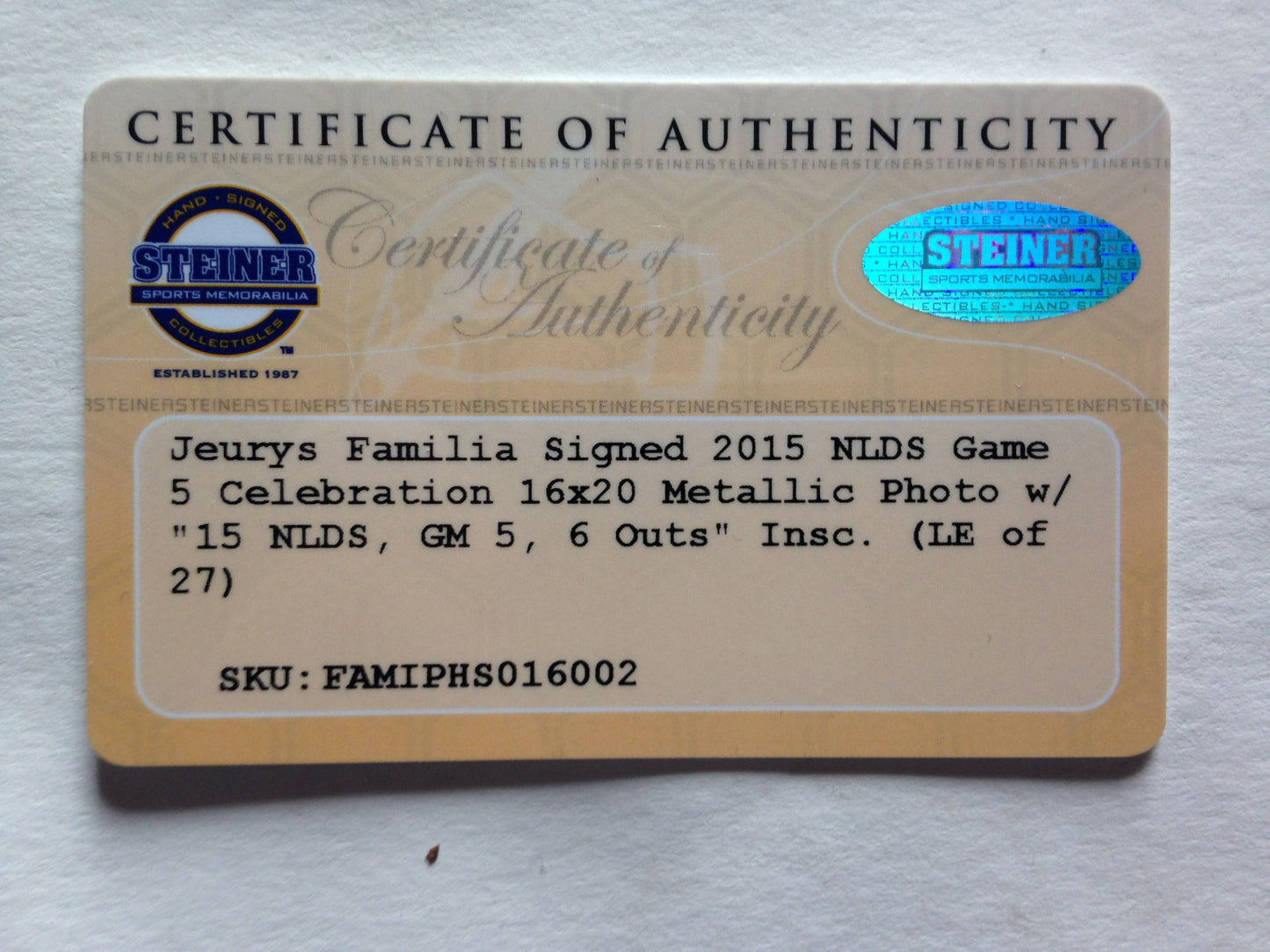 Jeurys Familia Signed 16x20 Framed Mets Nlds Game 5 6 Outs Auto Steiner COA /27