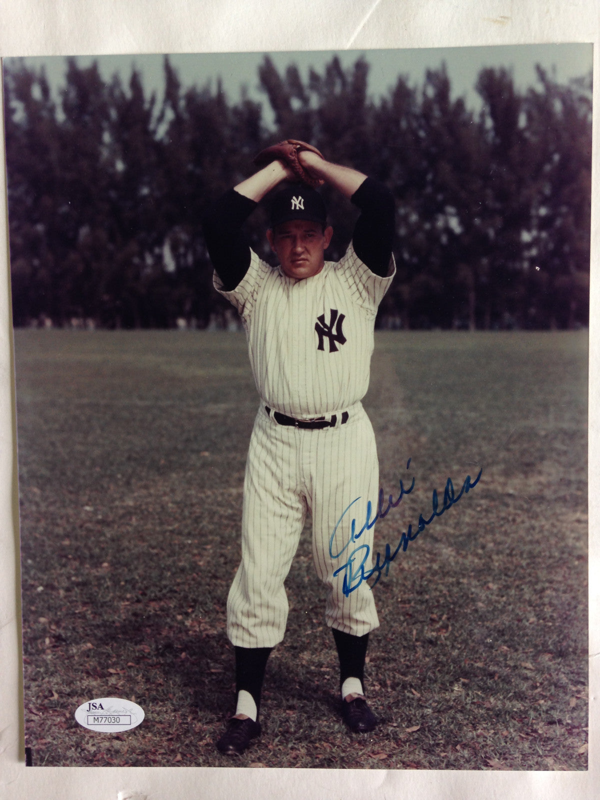 Allie Reynolds Yankees signed color 8x10 photo 2 no hitters autograph JSA COA