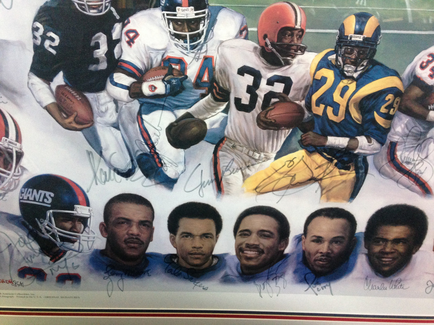 Ultimate Running Backs signed litho FRAMED Jim Brown Sayers Campbell 24 Auto COA