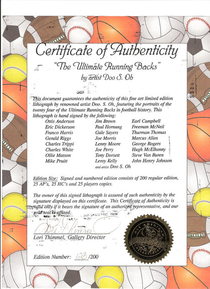 Ultimate Running Backs signed litho FRAMED Jim Brown Sayers Campbell 24 Auto COA