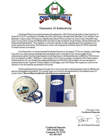 Super Bowl MVP signed ProLine helmet 23 auto Montana Rice Aikman E SMITH STEINER