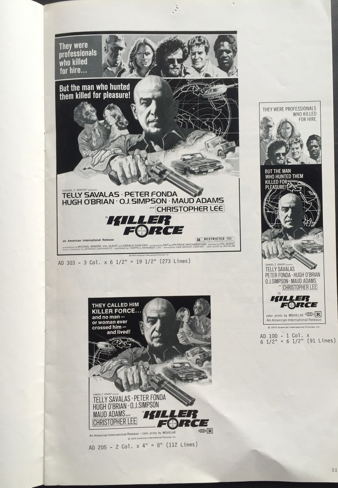 Oj Simpson bills hof  KILLER force Original 1976 movie Theater Pressbook Poster