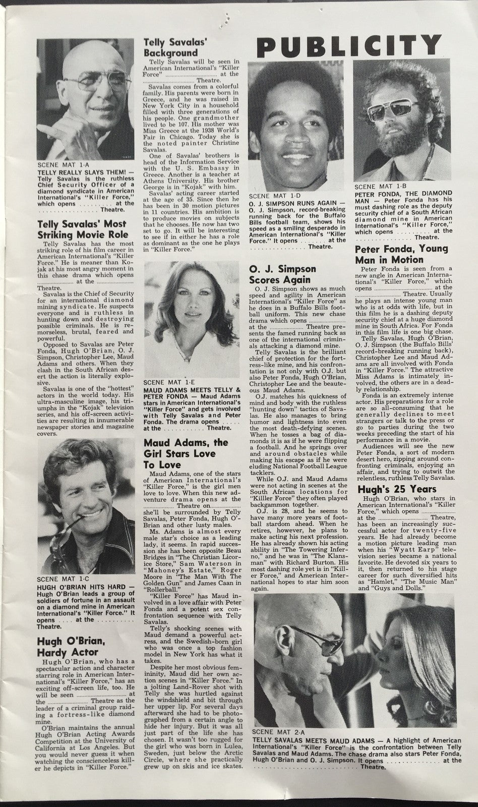 Oj Simpson bills hof  KILLER force Original 1976 movie Theater Pressbook Poster
