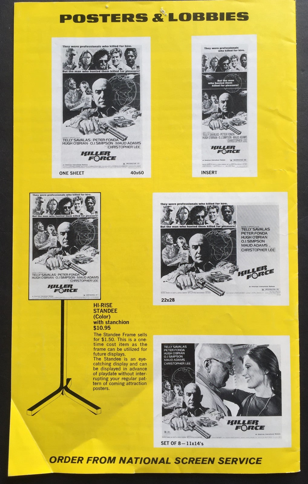 Oj Simpson bills hof  KILLER force Original 1976 movie Theater Pressbook Poster