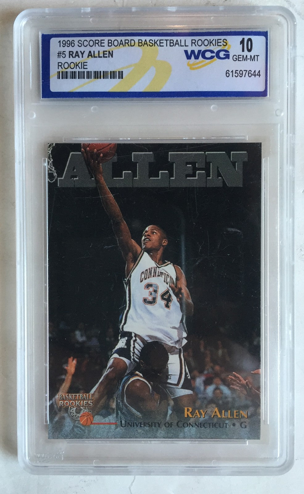 Ray Allen 1996 Score Board Basketball Rookies WCG 10 Gem Mint #5 RC CONNECTICUT