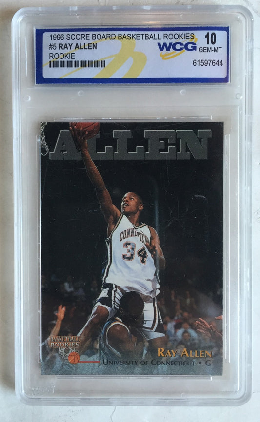 Ray Allen 1996 Score Board Basketball Rookies WCG 10 Gem Mint #5 RC CONNECTICUT
