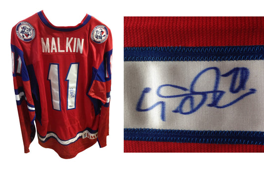 Evgeni Malkin signed IIHF 2010 Olympics Russia hockey jersey Nike auto JSA LOA