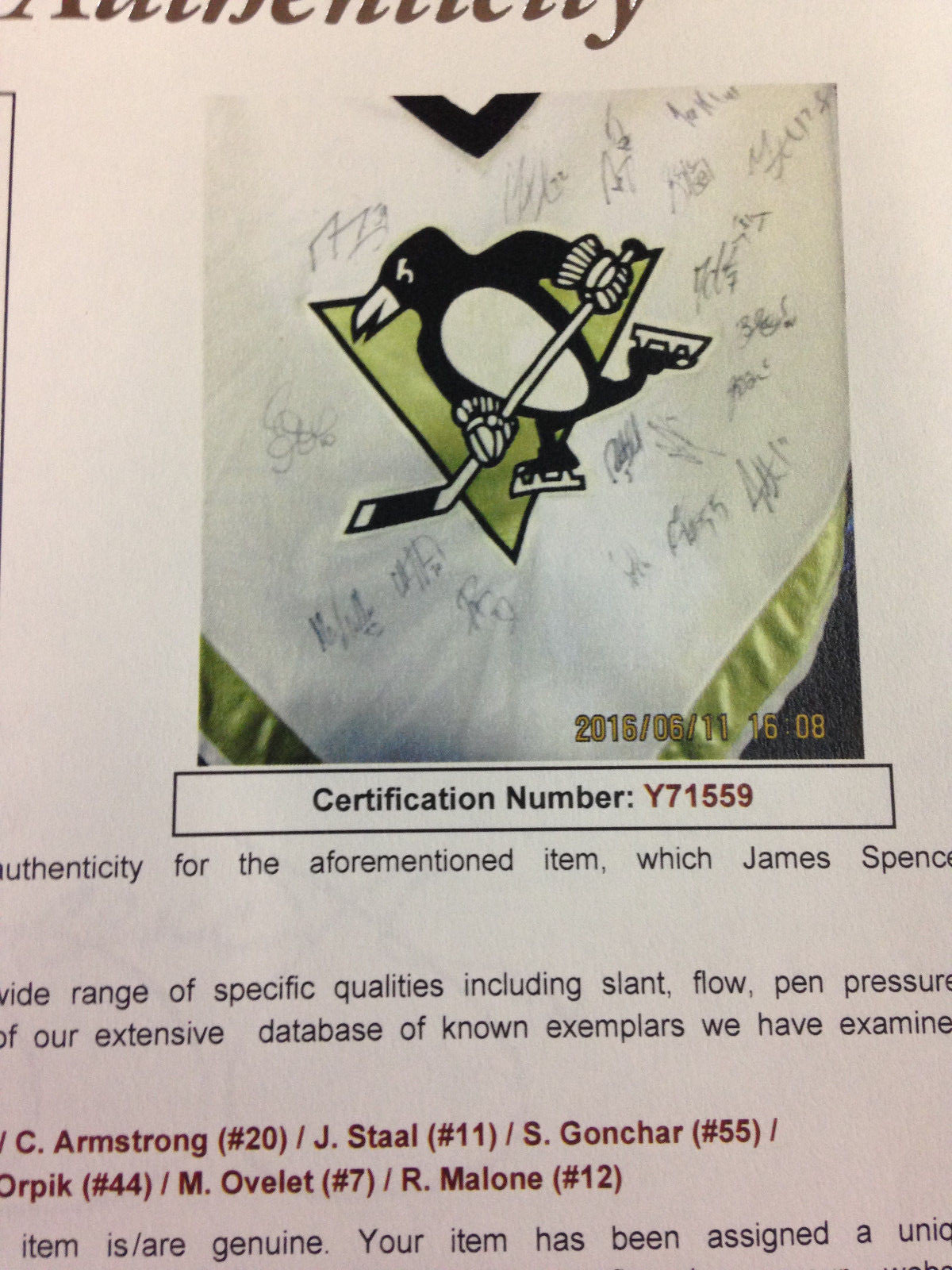 Pittsburgh Penguins 2006 07 team signed Sidney Crosby Practice jersey Auto Jsa